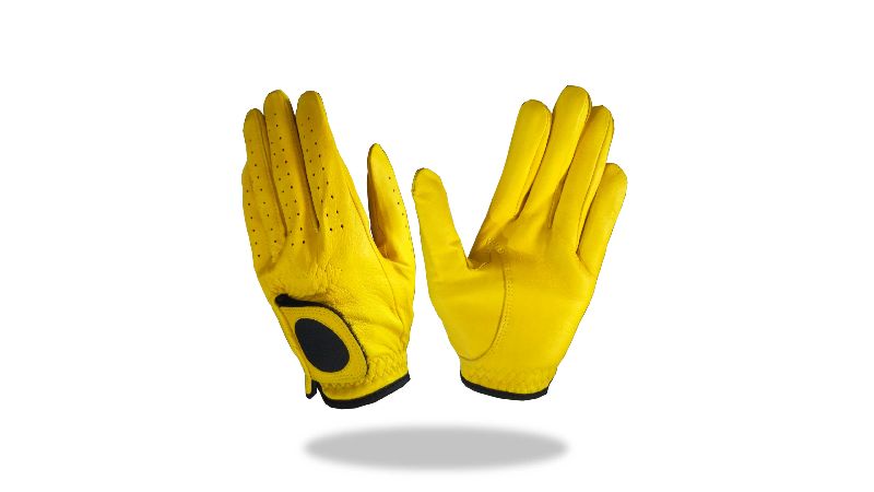 Golf Gloves Ful Leather Design Color Yellow