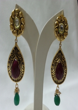 Black enamel earrings