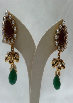 Red and green fancy earring