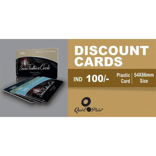 Plastic Printed Discount Card, Size : 54X86 mm
