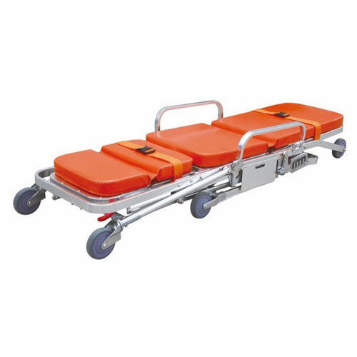 Battery Aluminium ambulance stretcher trolley, for Clinic, Hospital, Loading Capacity : 0-50Kg, 50-100Kg