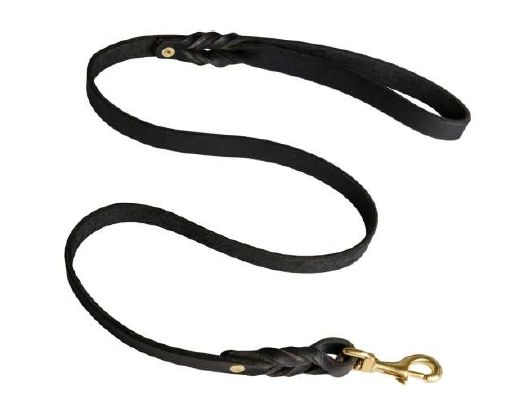 Leather Leash With Brass Hook, Length : 9.5 inch