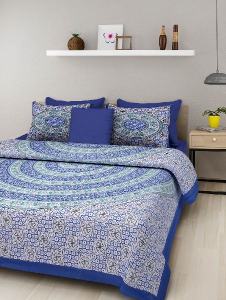 Blue Colour Floral PrintsBedsheetcotton Bedsheetjaipuri Bedsheet