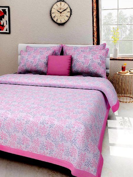 Pink Colour Pink PrintsBedsheetcotton bedsheetjaipuri bedsheet