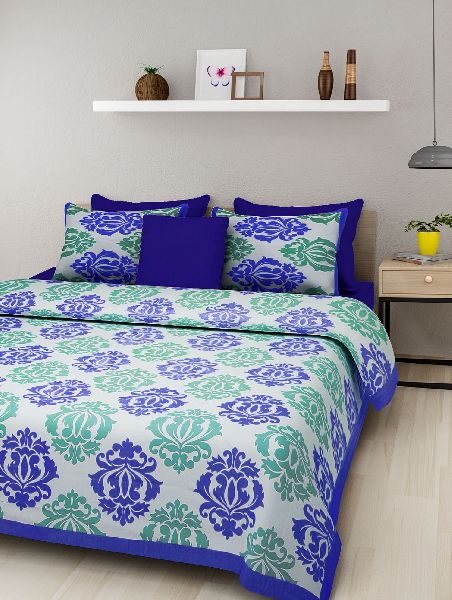 Sky Blue Colour Polka PrintsBedsheetcotton bedsheetjaipuri bedsheet