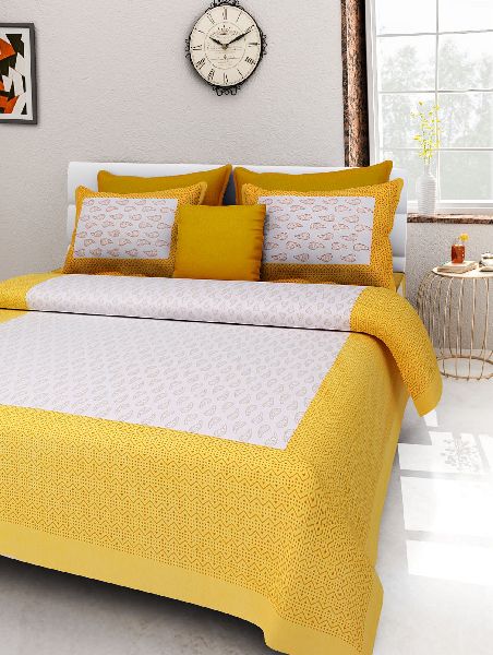 Yellow Colour Cartoon PrintsBedsheetcotton bedsheetjaipuri bedsheet