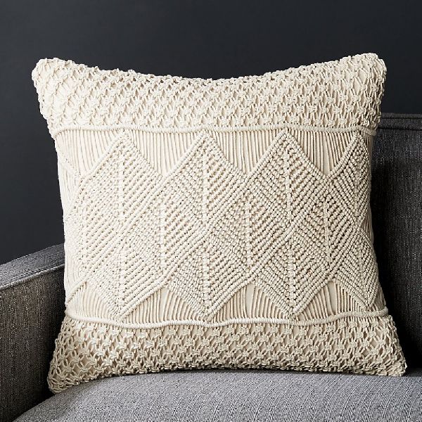 Square 100% Cotton Organic Macrame Pillow Cover, Size : 50cm x 50cm (customized Size)