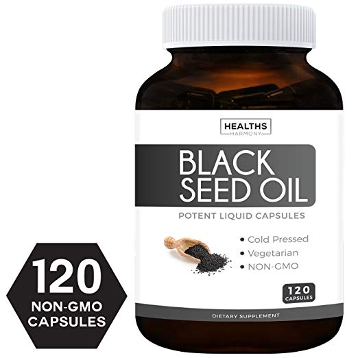 Best Black Seed Oil 120 Softgel Capsules (Non-GMO & Vegetarian) Made from Cold Pressed Nigella Sativ
