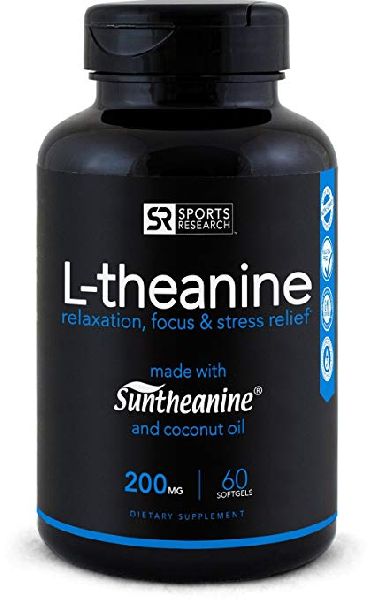 Suntheanine L-Theanine 200mg (Double-Strength) in Cold-Pressed Organic Coconut Oil; Non-GMO & Gluten
