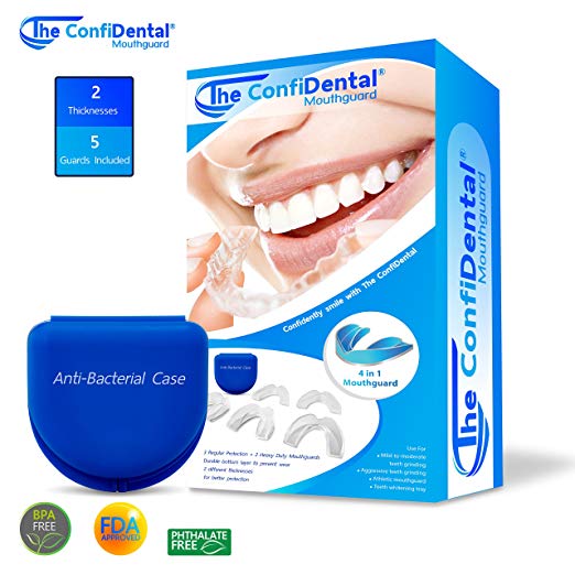 The ConfiDental - Pack of 5 Moldable Mouth Guard for Teeth Grinding Clenching Bruxism, Sport Athleti