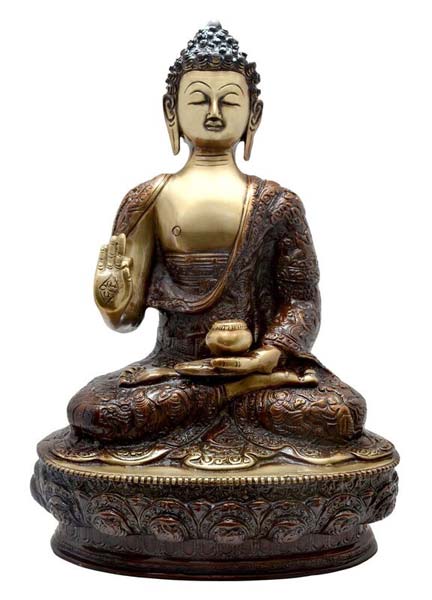 Brass Buddha Statue, Color : Golden (Gold Plated), Brown