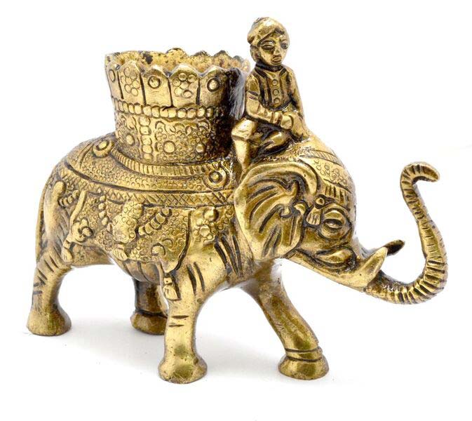 Polish Brass Elephant Pen Holder, for Home, Office, Size : 2x1inch, 3x2inch, 4x3inch, 5x4inch