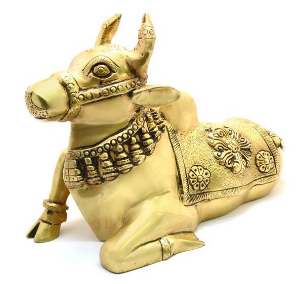 Brass Nandi Cow Statue, Packaging Type : Carton Box