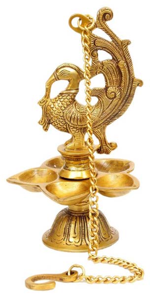 Brass Peacock Hanging Diya