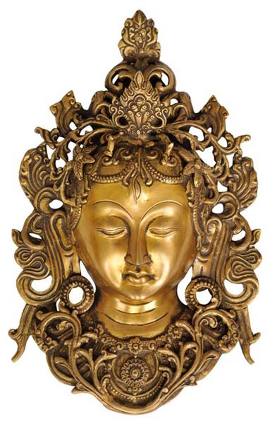 Brass Tara Devi Face Wall Hangings, Dimension : 12 Inches