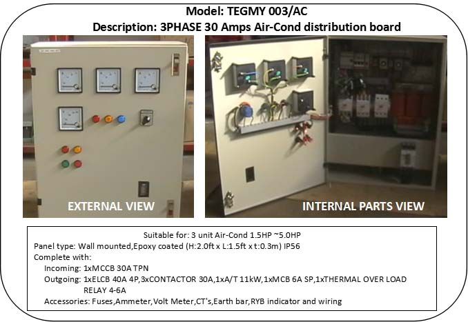 30 Amps 3PHASE Air-Cond distribution board