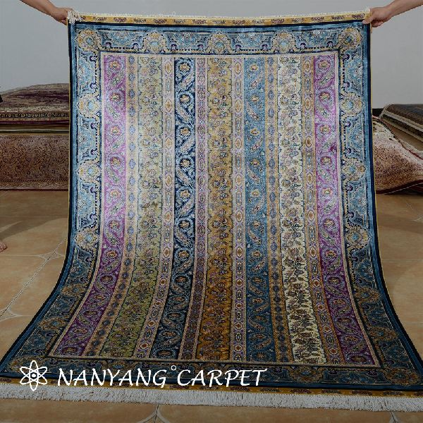 Yilong 4x6 Hand Knotted Persian Silk Rug Oriental Floral Medallion Living Room Carpet