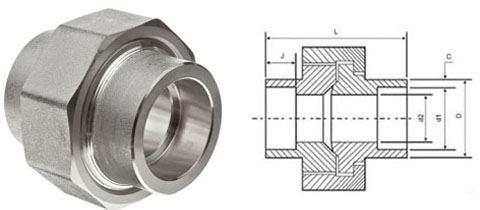 Socket Weld Union, Grade : ASTM A182, ASTM SA182