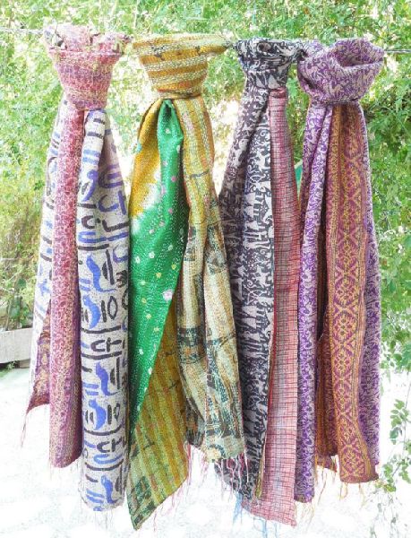 Reversible Silk Sari Stoles, Size : Std