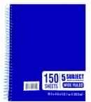 FIVE SUBJECT WIDE RULED NOTEBOOK