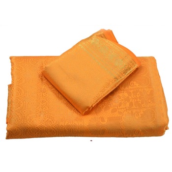 Woven Art Silk Sari With Blouse Piece Floral Yellow