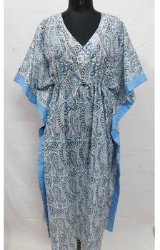 Hand block printed cotton kaftan, Specialities : Dry Cleaning, Washable