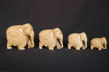 Wood elephant statues, Style : Folk Art