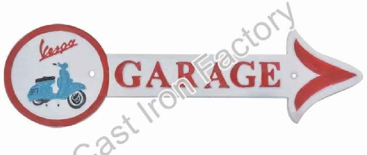 Vespa Garage Plaque Arrow