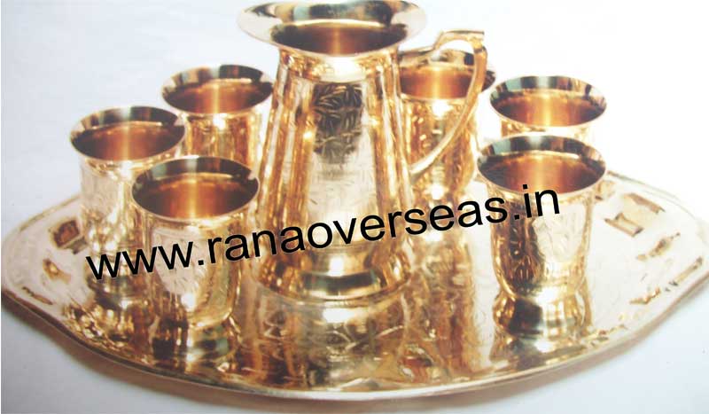  Brass Engraved Lemon Set, for Water Carrier, Feature : Stocked