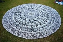 Round Mandala Indian Bohemian Elephant Tapestry Beach Picnic Throw Towel Rug