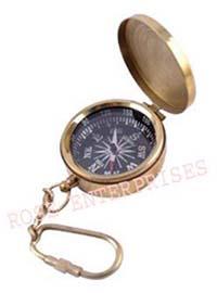 Nautical Brass Compass Key Chain with Cap