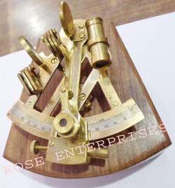 Nautical Brass Marine Sextant W/ Wooden Box
