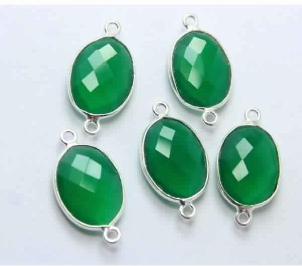 Green Chalcedony Faceted Connector Jewellery