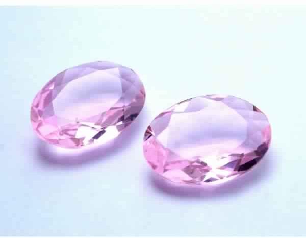 Pair Pink Kunzite Quartz Faceted Gemstones