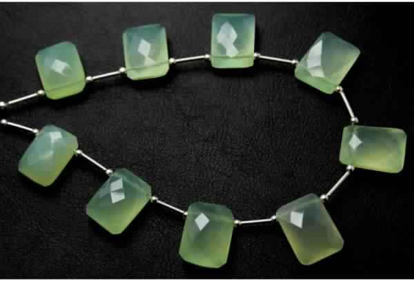 Natural Green Chalcedony Faceted Beads