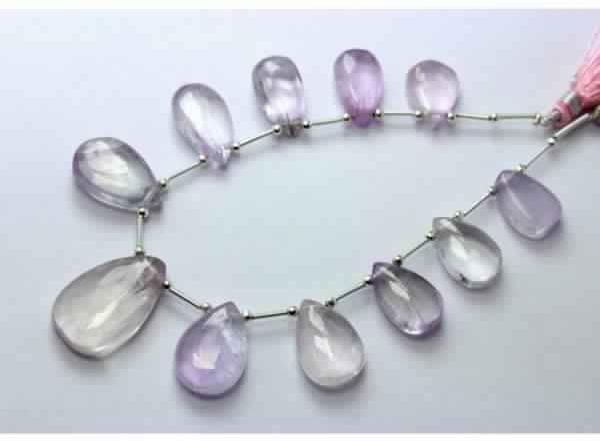 Pear Shape Natural Kunzite Smooth Beads