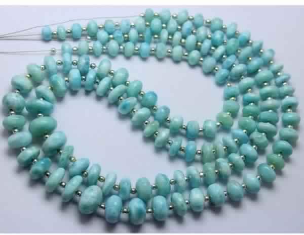 Natural Larimar Smooth Beads Roundel Shape