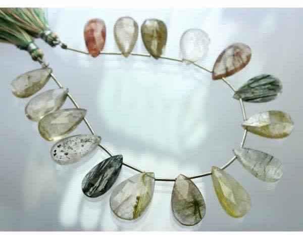 Natural Multi Rutile Faceted Beads
