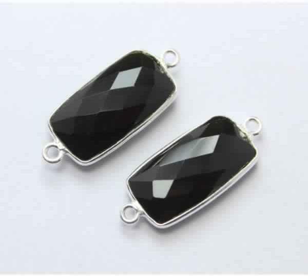 sterling Silver Black Chalcedony Faceted Connector Jewellery