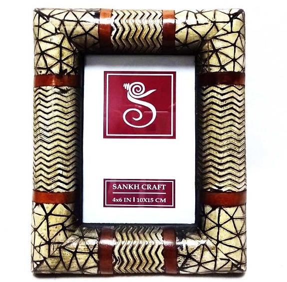 Wood mix photo frame, Color : Brown