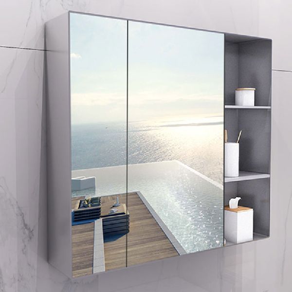 Glass Door Polished Stainless Steel Bathroom Cabinet, Feature : Dust Proof, Fine Finished