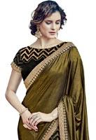 Amazing Black And Gold Net And Lycra Saree