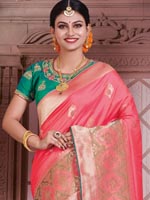 Banarasi Saree, Color : Green, Pink