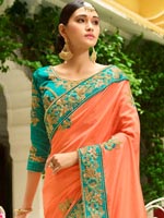 Gorgeous Peach Art Silk Saree