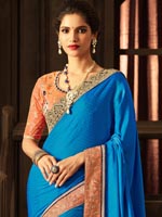 Jacquard silk saree, Color : RoyalBlue