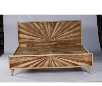 Vintage Indian old solid mango wood Partical design King bed