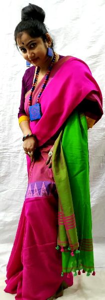Designer Pure Khadi Linen Middle Border Saree