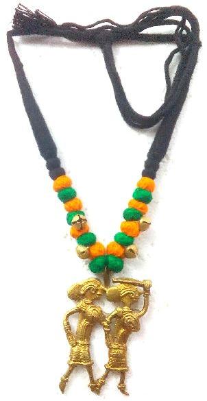 Handcrafted Tribal DOKRA Necklace use very earthy and natural elements