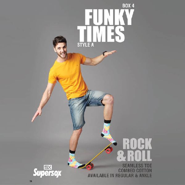 Funky Times Seamless Toe Socks, Gender : Male