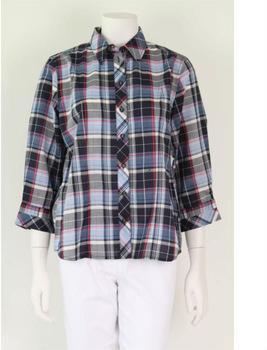 Ladies Cotton Y/D Check Shirt with 3/4 sleeves